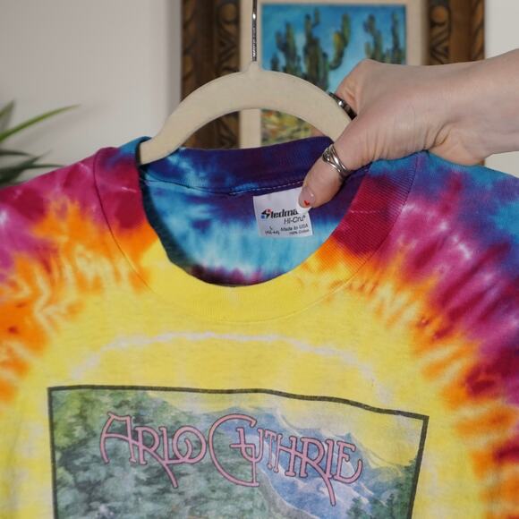 Vintage Arlo Guthrie 1988 tie dye band tour tee L single stitch - Picture 4 of 4